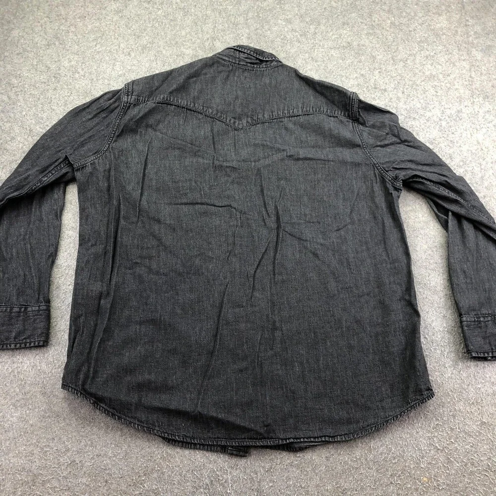 Levis Shirt Mens XL Gray Denim Long Sleeve Western Snap Button Up Casual
